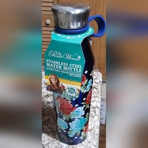 The Pioneer Woman Floral Stainless Steel Bottle - Navy with Teal & Red